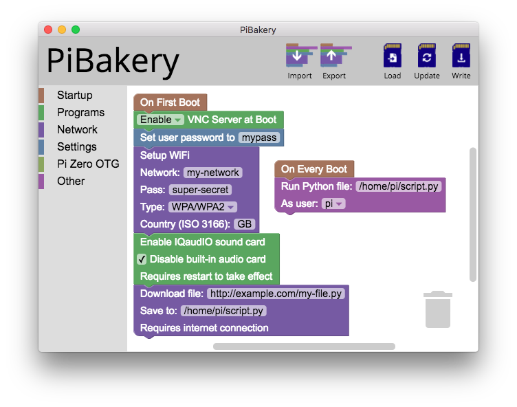 PiBakery demo screen
